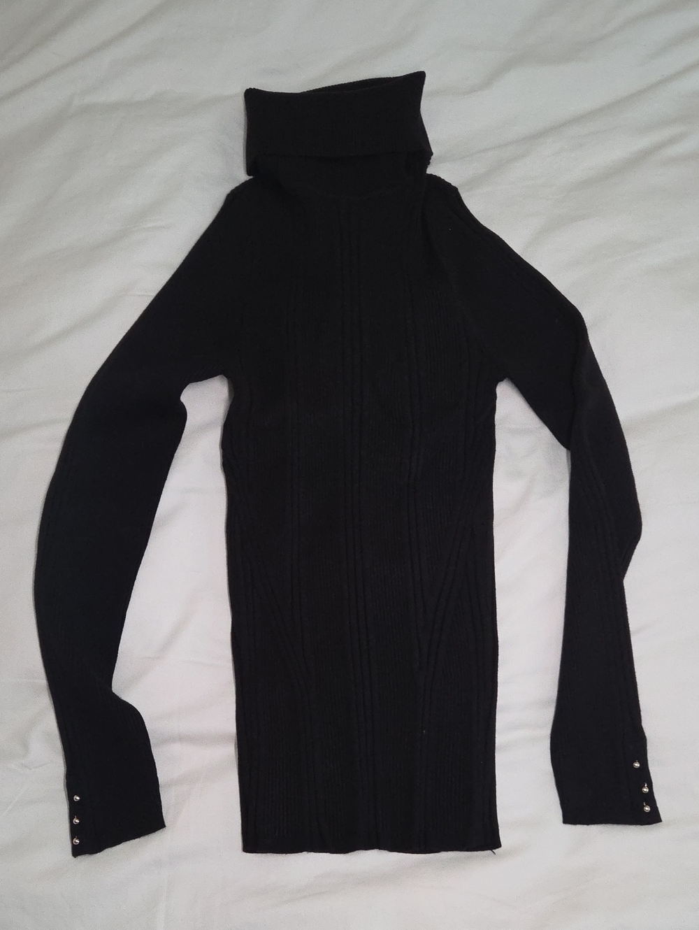 White House Black Market Black Ribbed Turtleneck Sweater